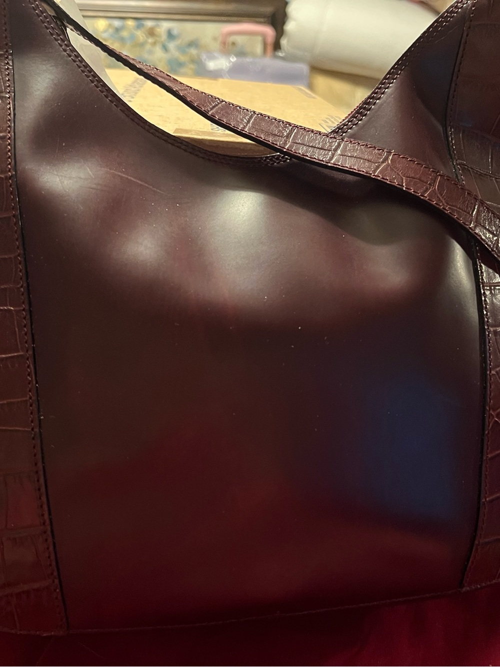 Classic Women's Shoulder Bag in Deep Wine